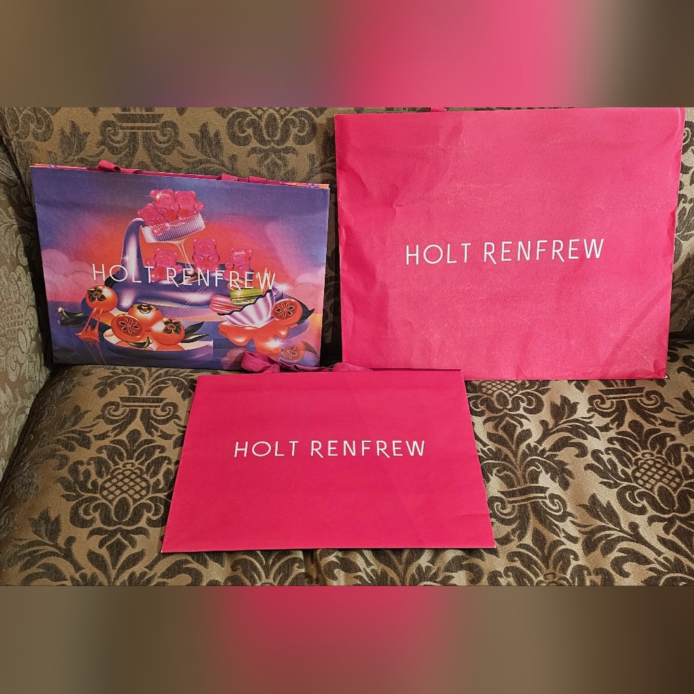3Pc - Holt Renfrew Pink and Purple Shopping Bags